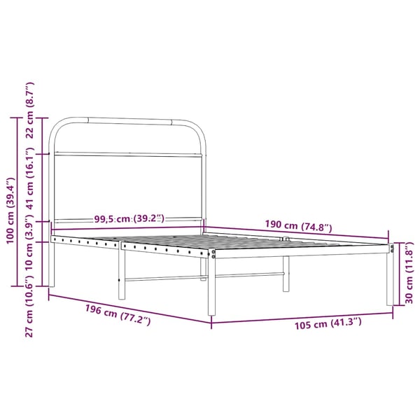 vidaXL Sengeramme uten madrass brun eik 100x190 cm konstruert tre
