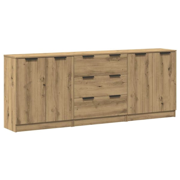 vidaXL Skjenker 3 stk brun eik 60x30x70 cm konstruert tre
