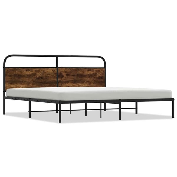 vidaXL Sengeramme i metall uten madrass røkt eik 180x200 cm