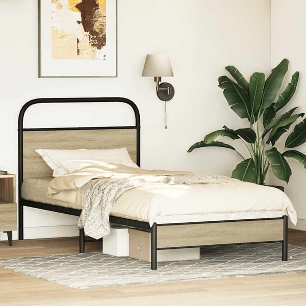 vidaXL Sengeramme uten madrass sonoma eik 75x190 cm konstruert tre