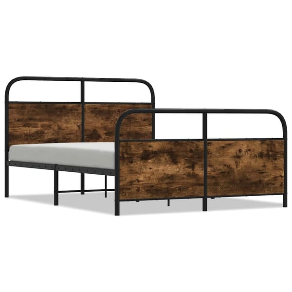 vidaXL Sengeramme i metall uten madrass røkt eik 140x200 cm