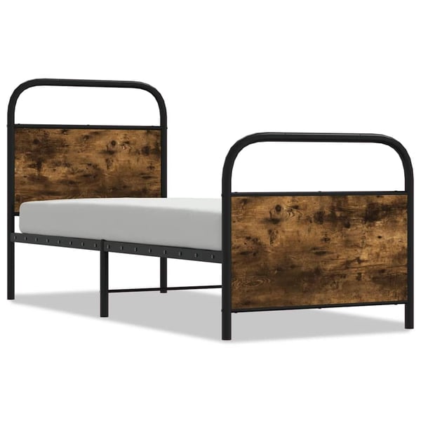 vidaXL Sengeramme uten madrass røkt eik 75x190 cm konstruert tre