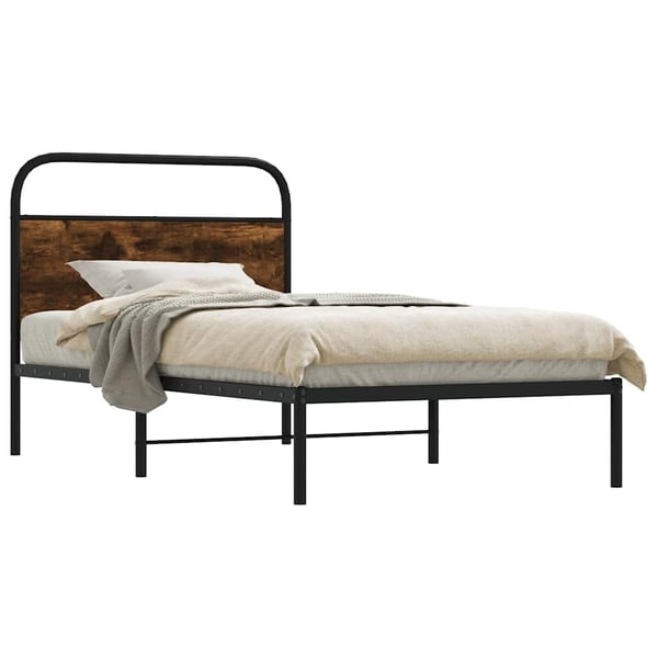 vidaXL Sengeramme uten madrass røkt eik 100x190 cm konstruert tre