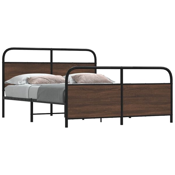 vidaXL Sengeramme i metall uten madrass brun eik 150x200 cm