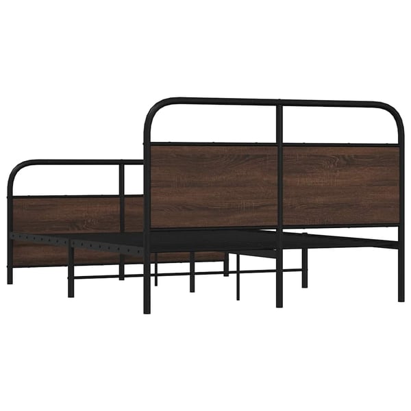 vidaXL sengeramme 140x190 cm uden madras metal brun egetræsfarve