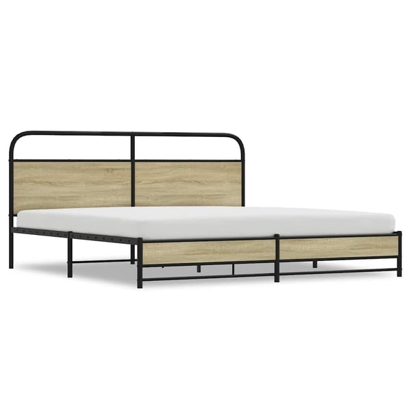 vidaXL Sengeramme i metall uten madrass sonoma eik 180x200 cm