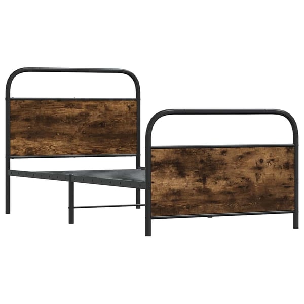 vidaXL Sengeramme uten madrass røkt eik 107x203 cm konstruert tre
