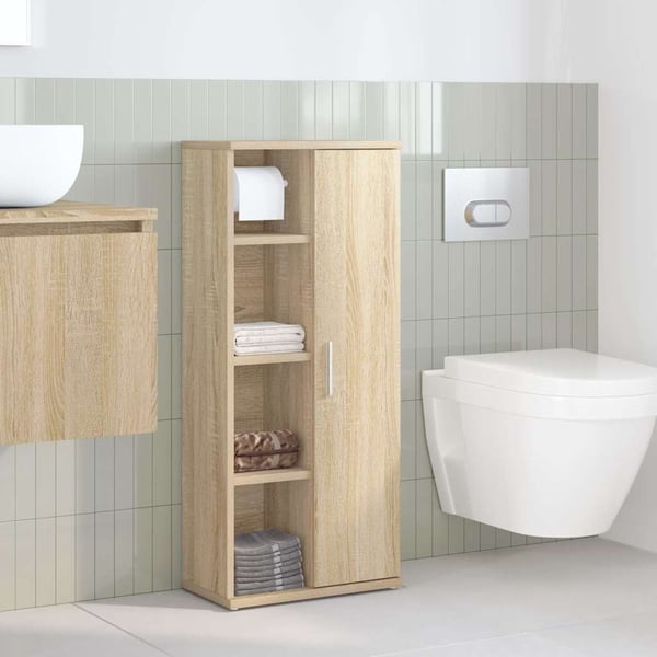 vidaXL Baderomsskap med rulleholder sonoma eik 39x22x90 cm
