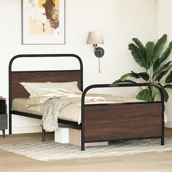 vidaXL Sengeramme uten madrass brun eik 107x203 cm konstruert tre