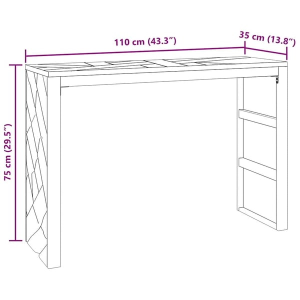 vidaXL konsolbord 110x35x75 cm massivt teaktræ