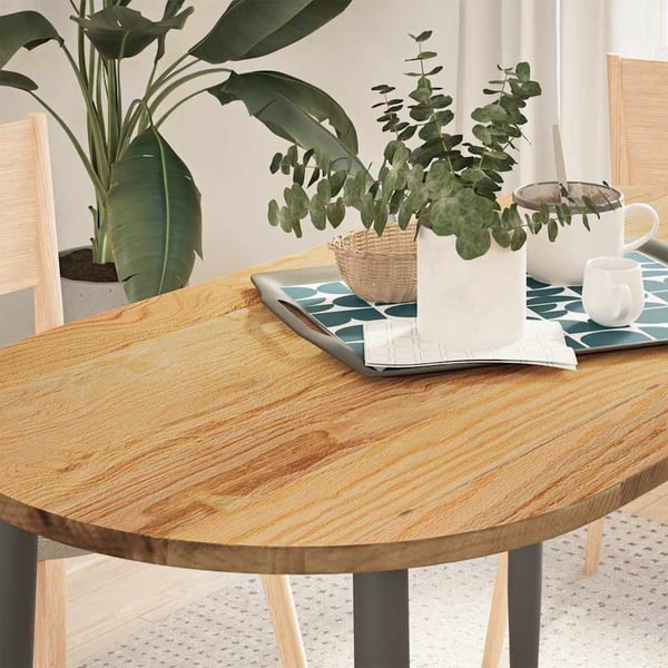 vidaXL Bordplate lysebrun 120x60x2 cm oval heltre eik