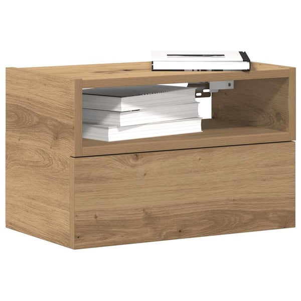 vidaXL væghængte sengeborde 2 stk. 45x26x28,5 cm egetræsfarve