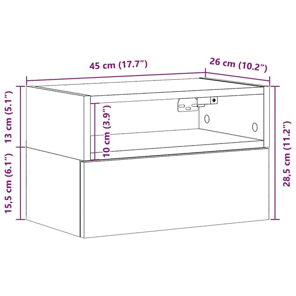 vidaXL Veggmonterte nattbord 2 stk hvit 45x26x28,5 cm