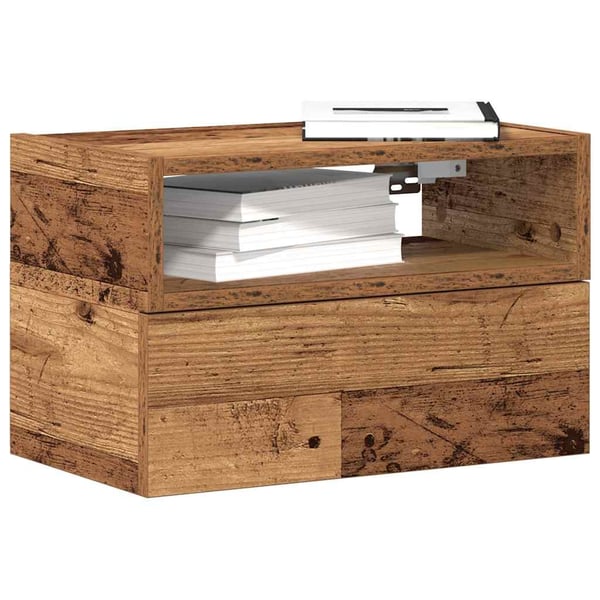 vidaXL Seinäkiinnitettävät yöpöydät 2 kpl vanha puu 45x26x28,5 cm