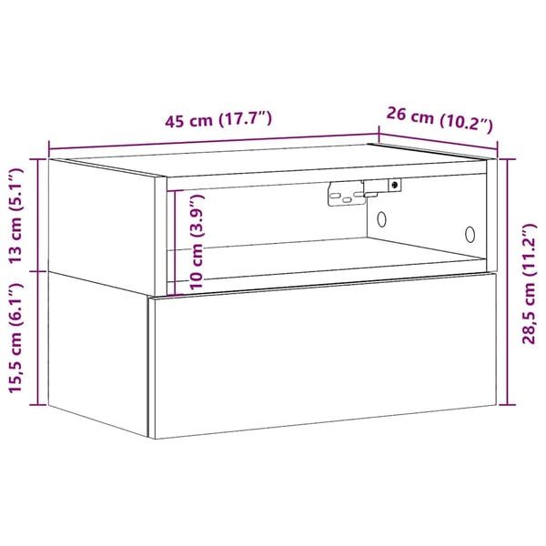 vidaXL væghængte sengeborde 2 stk. 45x26x28,5 cm sort