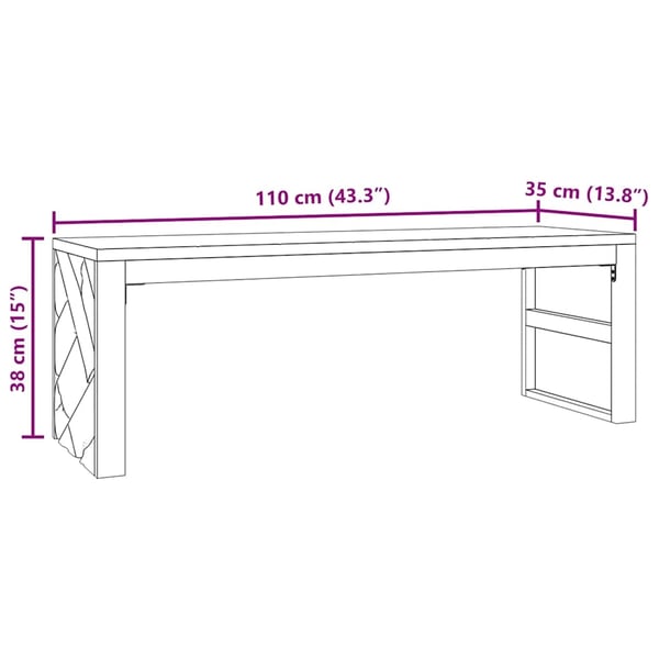 vidaXL Salongbord 110x35x38 cm heltre teak