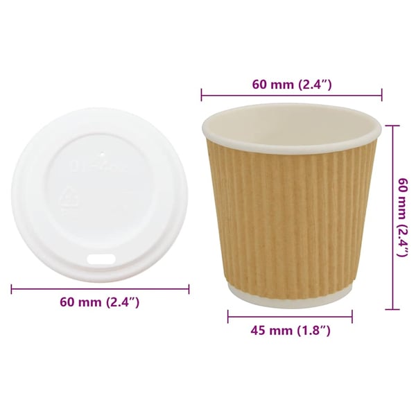 vidaXL Papir kaffekopper med lokk 1000 stk 4oz 100 ml