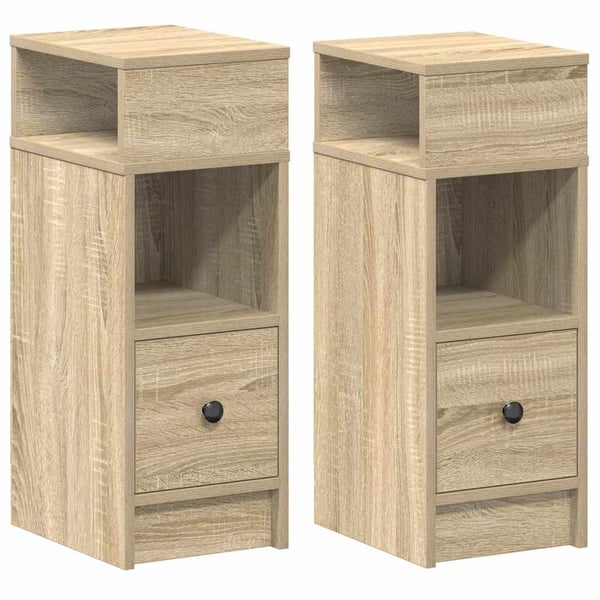 vidaXL Nattbord 2 stk med skuff sonoma eik 25x31x66 cm