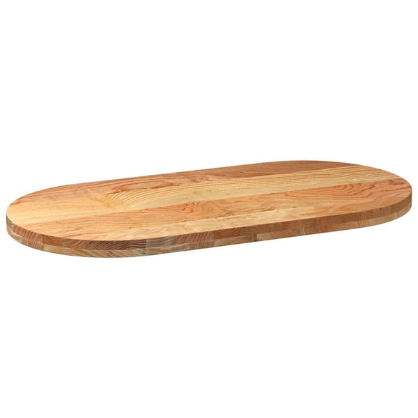 vidaXL Bordplate lysebrun 100x50x4 cm oval heltre eik