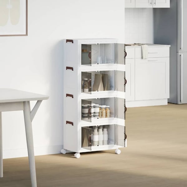 vidaXL Oppbevaringsboks stablebar med hjul 4lags 28L 48x29,5x112,5 cm