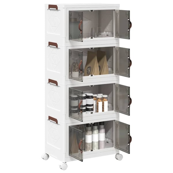vidaXL Oppbevaringsboks stablebar med hjul 4lags 28L 48x29,5x112,5 cm