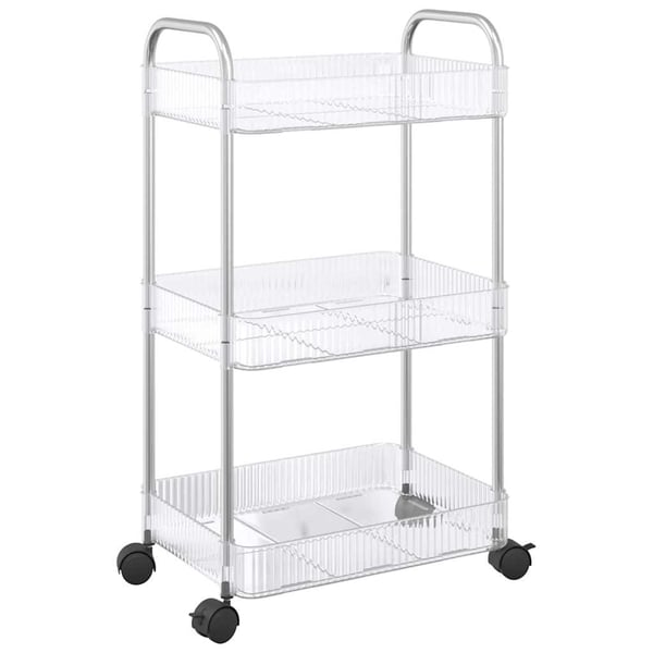 vidaXL Oppbevaringsvogn 3-lags gjennomsiktig 37x28x68 cm akryl