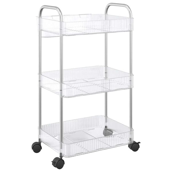 vidaXL Oppbevaringsvogn 3-lags gjennomsiktig 37x28x68 cm akryl