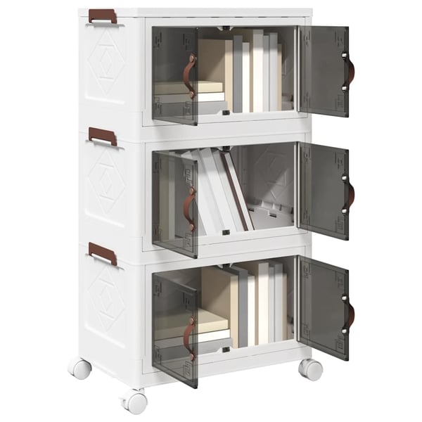 vidaXL Oppbevaringsboks stablebar med hjul 3-lags 28 L 48,5x29,5x86 cm