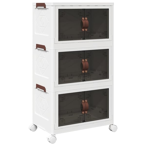 vidaXL Oppbevaringsboks stablebar med hjul 3-lags 28 L 48,5x29,5x86 cm