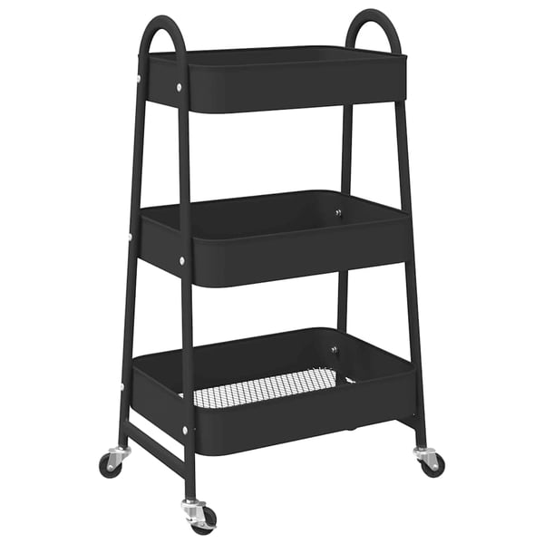 vidaXL Oppbevaringsvogn 3-lags svart 42x41,5x77 cm akryl