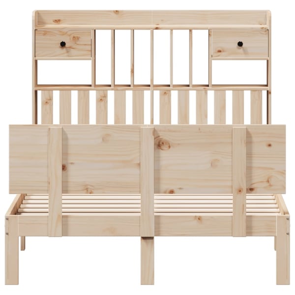 vidaXL Seng med bokhylle uten madrass 135x190 cm heltre furu