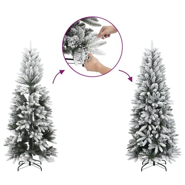 vidaXL Kunstig juletre med 300 LED flokket snø slankt 210 cm