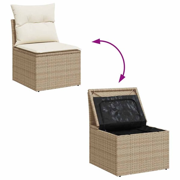 vidaXL sofasæt til haven 6 dele med hynder polyrattan akacietræ beige