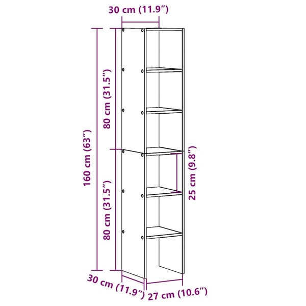 vidaXL Bokhyller 2 stk stabelbare hvite 30x30x80 cm konstruert tre