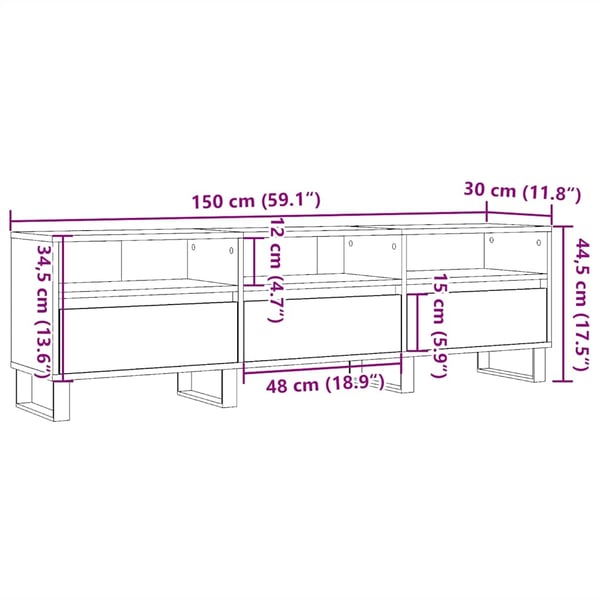 vidaXL TV-benk gammelt tre 150x30x44,5 cm konstruert tre