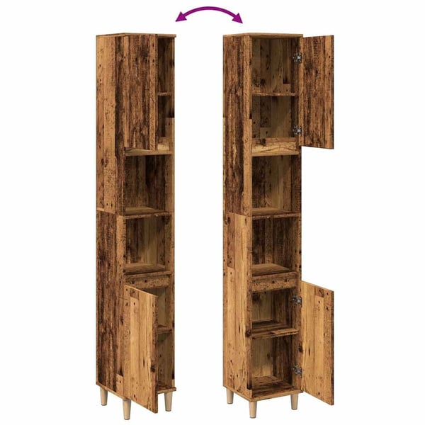 vidaXL Baderomsskap gammelt tre 30x30x190 cm konstruert tre