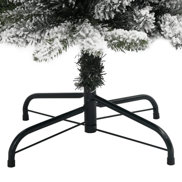 vidaXL Slankt kunstig juletre med flokket snø 210 cm PVC og PE