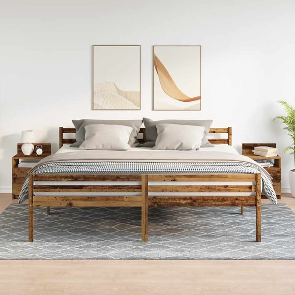 vidaXL Nattbord 2 stk med 2 skuffer gammelt tre 40x33x60 cm