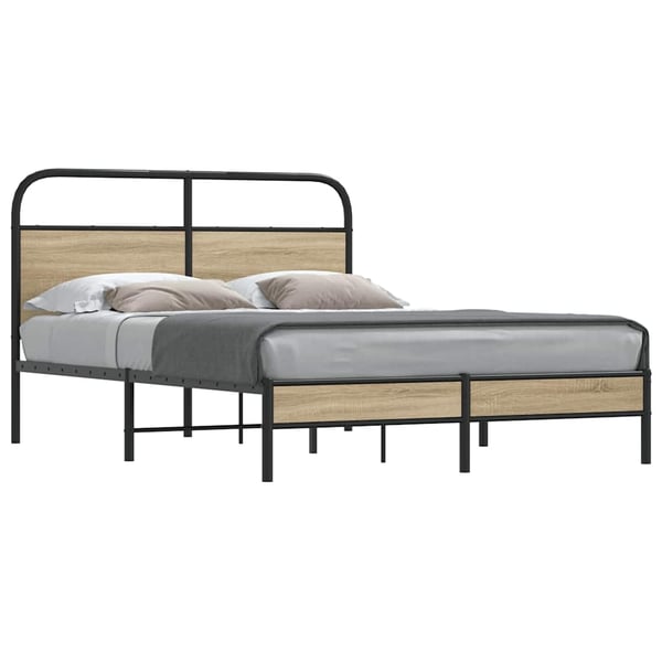 vidaXL Sengeramme uten madrass røkt eik 135x190 cm konstruert tre