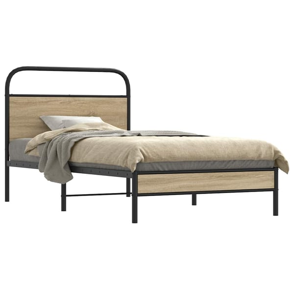 vidaXL Sengeramme uten madrass røkt eik 90x190 cm konstruert tre