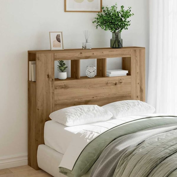 vidaXL Sengegavl med LED artisan eik 120x18,5x103,5 cm konstruert tre
