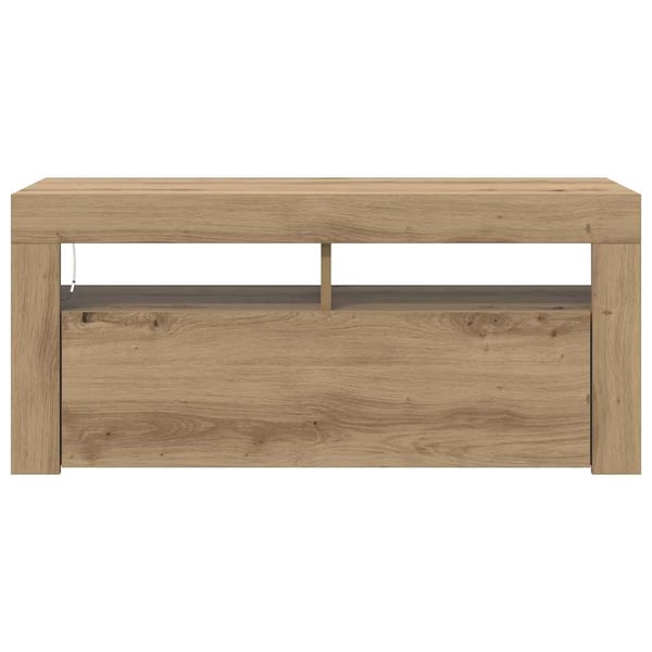 vidaXL TV-benk med LED-lys artisan eik 90x35x40 cm konstruert tre