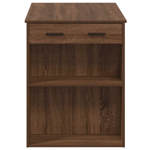 vidaXL skrivebord med skuffe og hylde 102x62x77,5 cm brun egetræ
