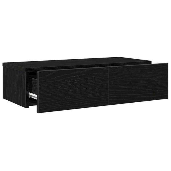 vidaXL væghylde med skuffer 60x26,5x15 cm konstrueret træ sort