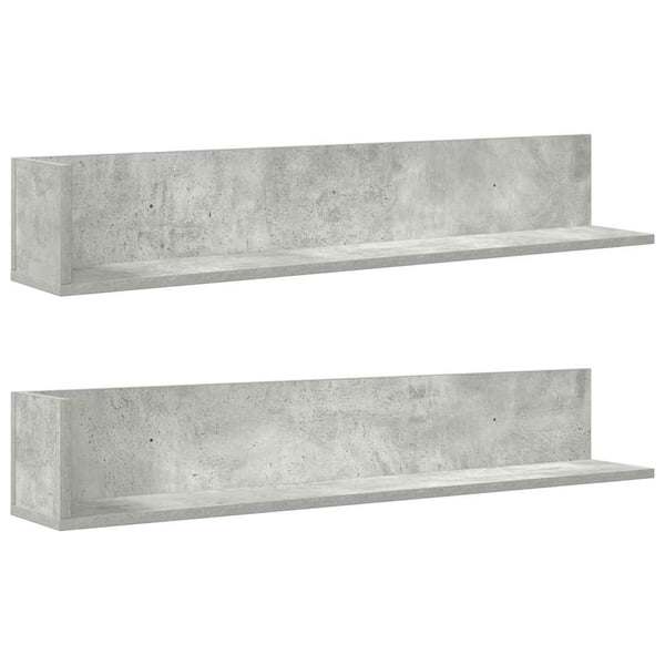 vidaXL Vegghyller 2 stk betonggrå 100x16,5x16,5 cm konstruert tre