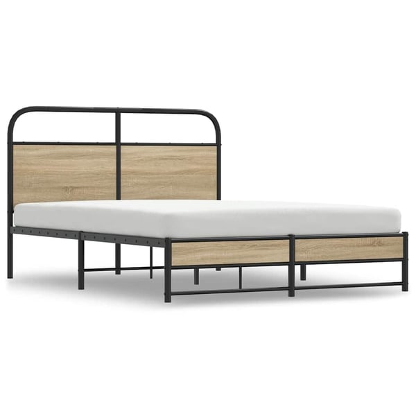 vidaXL Sengeramme uten madrass røkt eik 135x190 cm konstruert tre