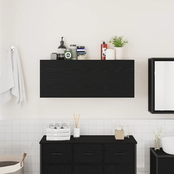 vidaXL Veggskap til baderom svart 100x25x40 cm konstruert tre