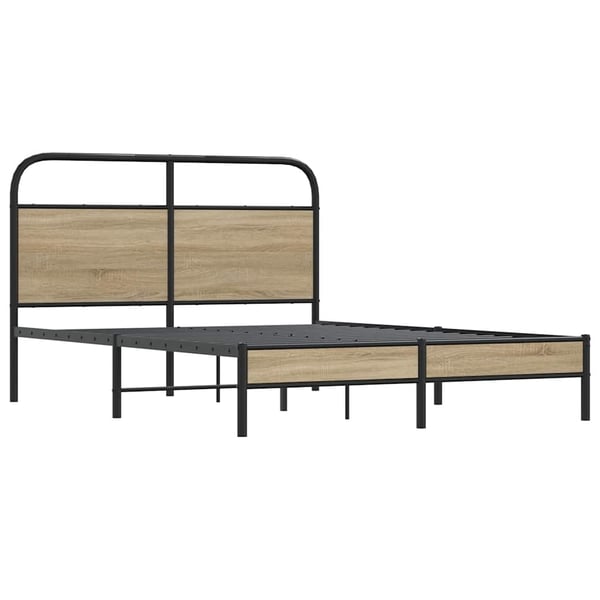 vidaXL Sengeramme uten madrass røkt eik 140x200 cm konstruert tre