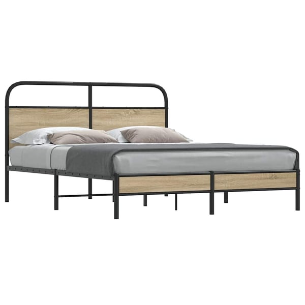 vidaXL Sengeramme uten madrass røkt eik 160x200 cm konstruert tre