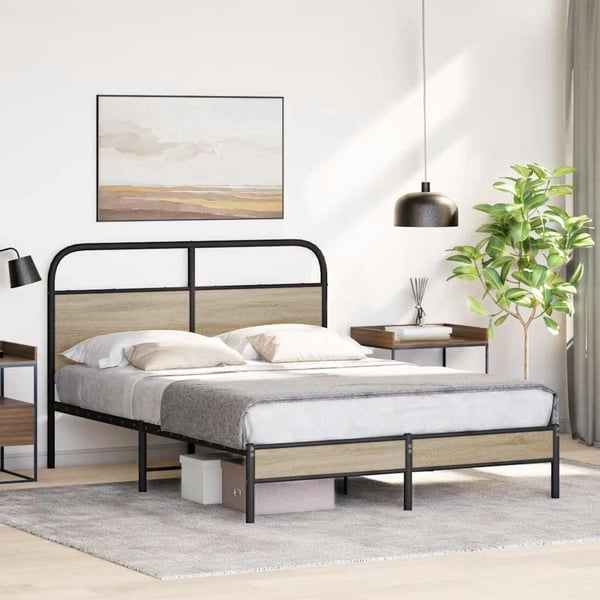 vidaXL Sengeramme uten madrass røkt eik 120x190 cm konstruert tre